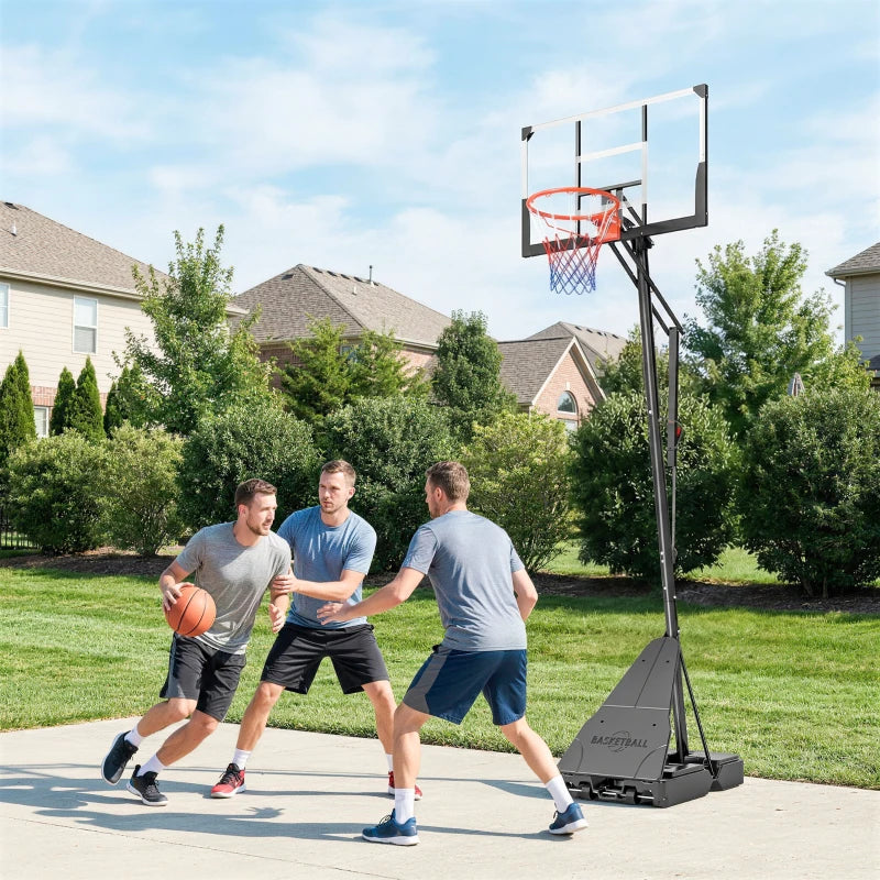 Soozier Portable Basketball Hoop Height Adjustable 8-10 Ft with 47" Shatterproof Backboard, Shock Absorbent Rim, Fillable Base