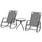 Outsunny Patio Rocking Chairs Set of 2, 3 Pieces Patio Bistro Set with Metal Frmae, Breathable Mesh Fabric Seat for Garden, Deck, Grey