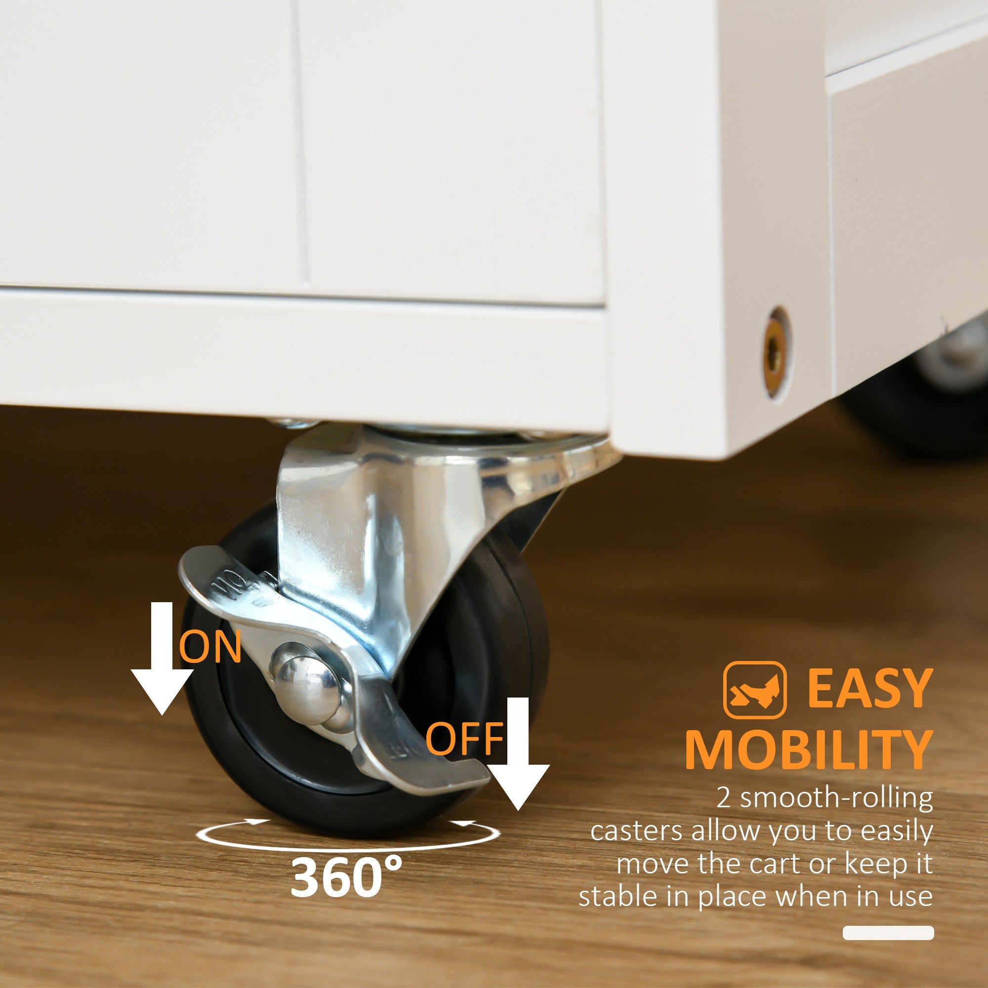HOMCOM Kitchen Island on Wheels with Storage Drawer 9-bottle Wine Rack Cabinet Wooden Countertop White Rolling Cart 