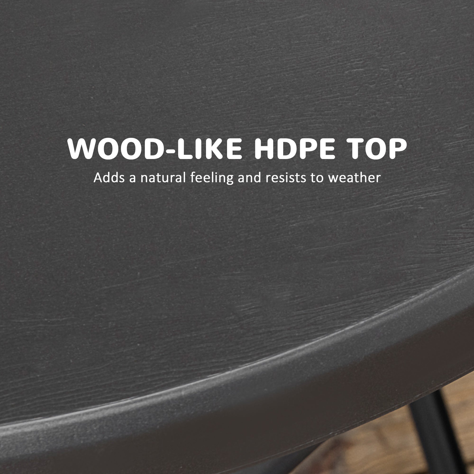 Outsunny Foldable Round Patio Table for 4, Outdoor Dining Table with HDPE Tabletop and Steel Frame, Dark Grey 