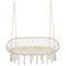 Outsunny Patio Hammock Chair 2 Seat, Hanging Rope Hammock Swing Chair with Metal Frame and Cushion, Large Macrame Seat for Indoor and Outdoor 396 lbs Capacity, Cream White