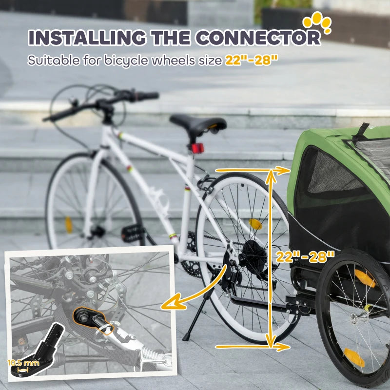 Dog Bike Trailer, Pet Cart Bicycle Wagon with 20" Wheels and Ventilated Windows, Portable Dog Trailer