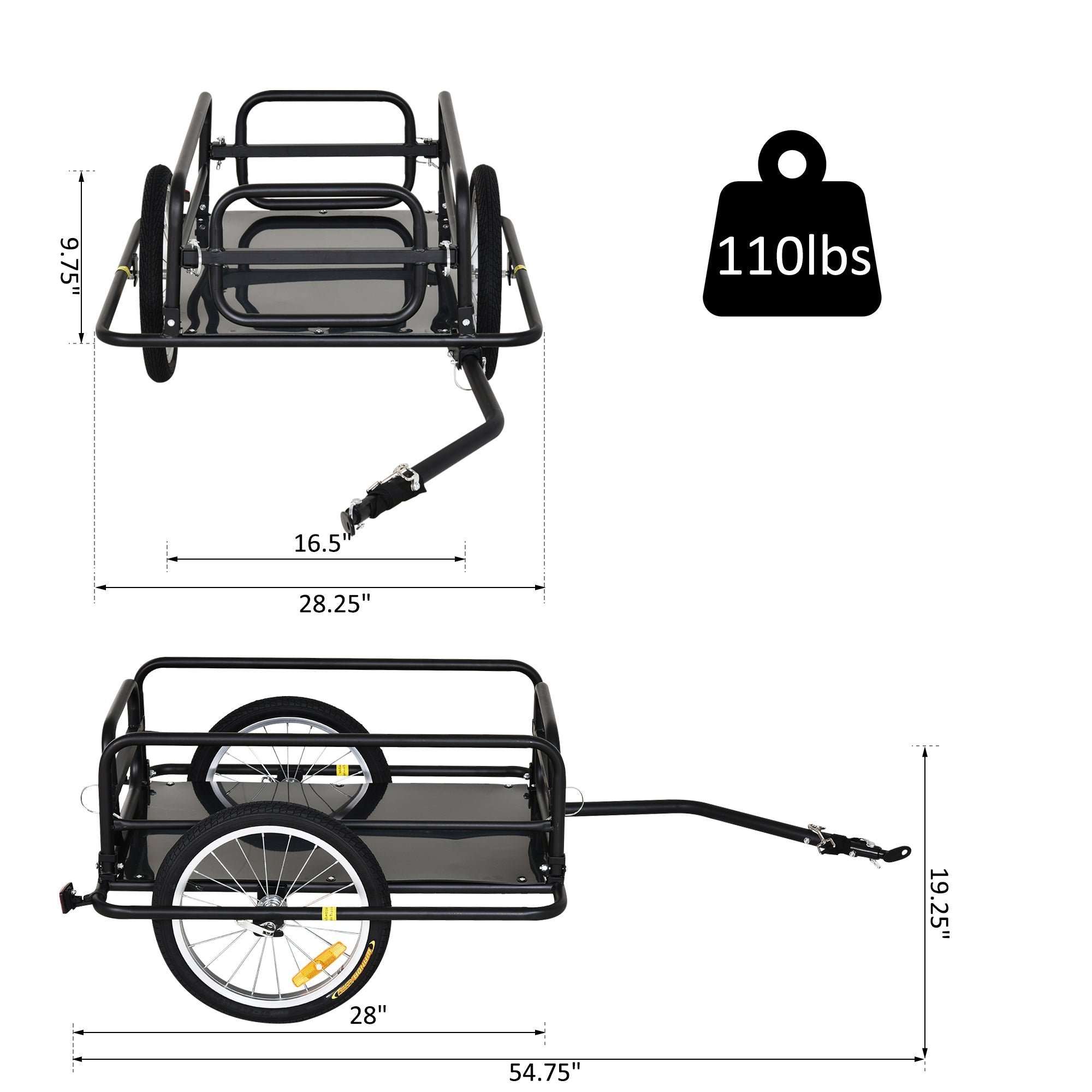 Aosom Folding Bicycle Cargo Trailer Utility Carrie Bike Cart Garden Patio Tool New 