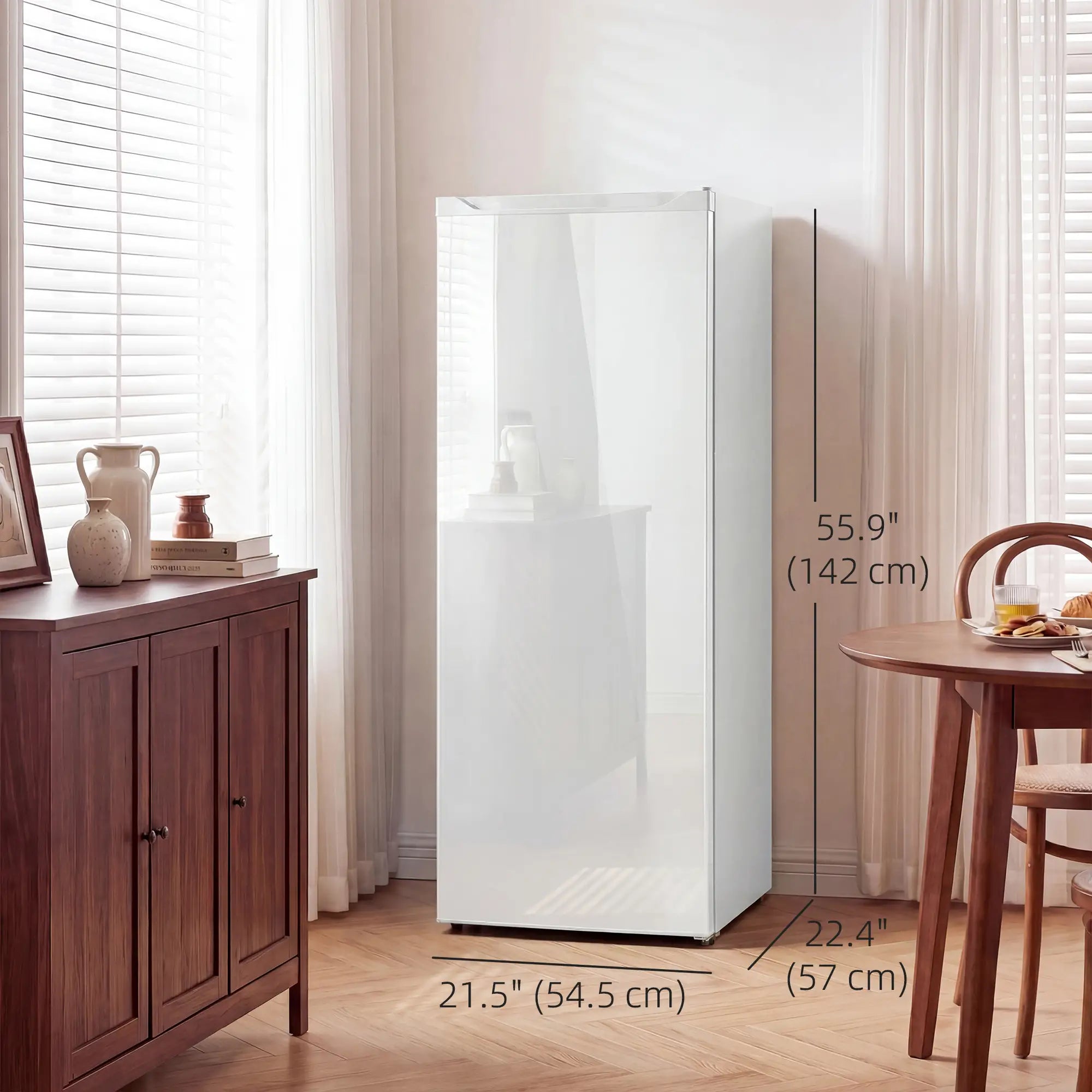 HOMCOM 7.0 Cu.Ft Upright Freezer & Refrigerator Combo, Compact Stand-Up Freezer with Adjustable Shelves & Reversible Door