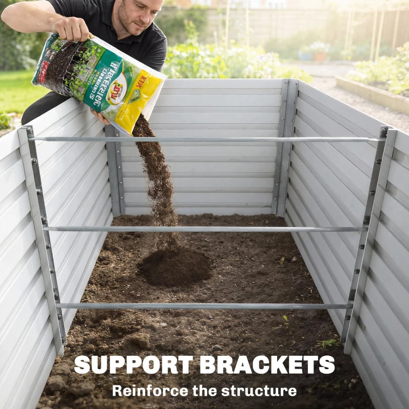 5' x 3' x 2' Raised Garden Bed, Galvanized Planter Box for Growing Flowers, Herbs and Vegetables, Silver