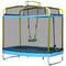 Qaba 6.9FT Kids Trampoline with Safety Net, Gymnastics Bar, Swing, Toddler Trampoline for 3+ Years Old Indoor/Outdoor