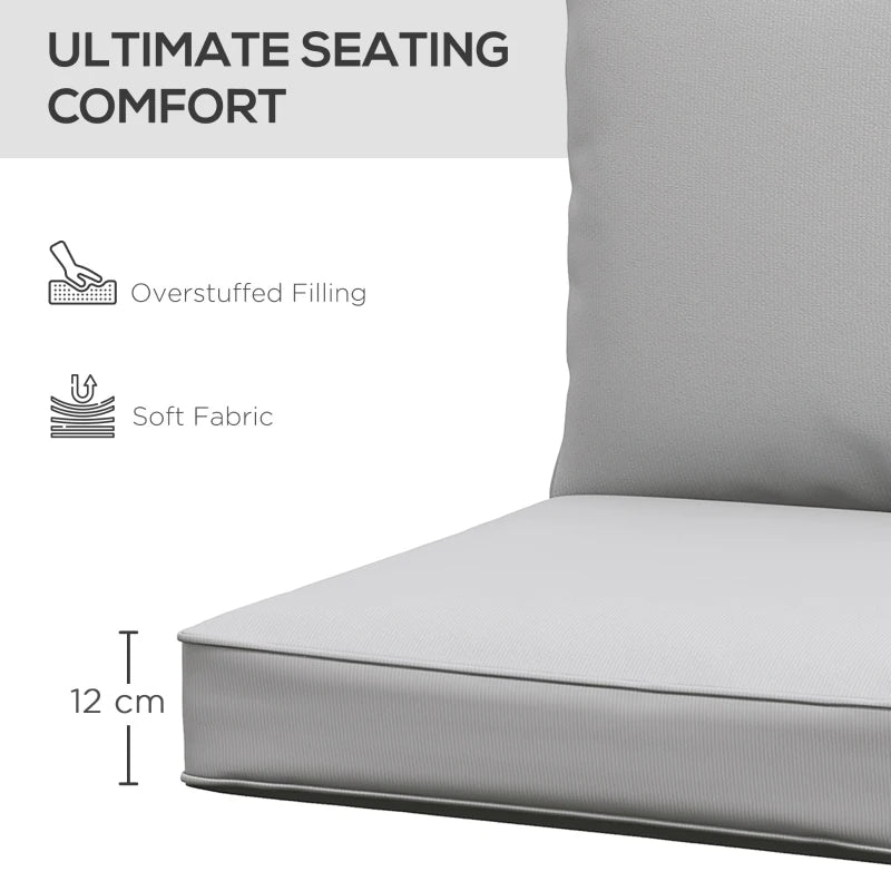 Patio Chair Cushions, Thick Deep Seat Outdoor Seat Cushion with Back Cushion, Light Grey