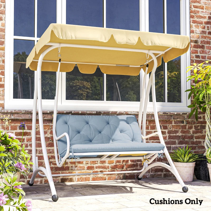 Garden Bench Cushion with Backrest, Non-Slip 2 Seater Soft Pad with Ties, Blue