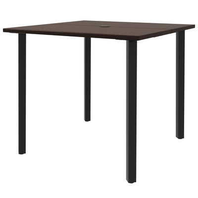 Outsunny Patio Dining Table for 4 Aluminium Legs with Umbrella Hole 31.5" x 31.5" Brown 
