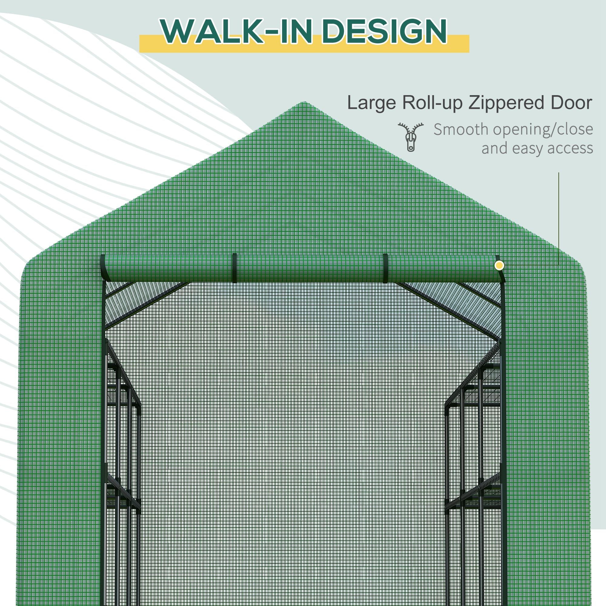Outsunny 8' x 6' x 7' Portable Walk-In Greenhouse Hot House with 18 Shelves,  Water/UV Resistant Weather Cover, & Roll Up Door 