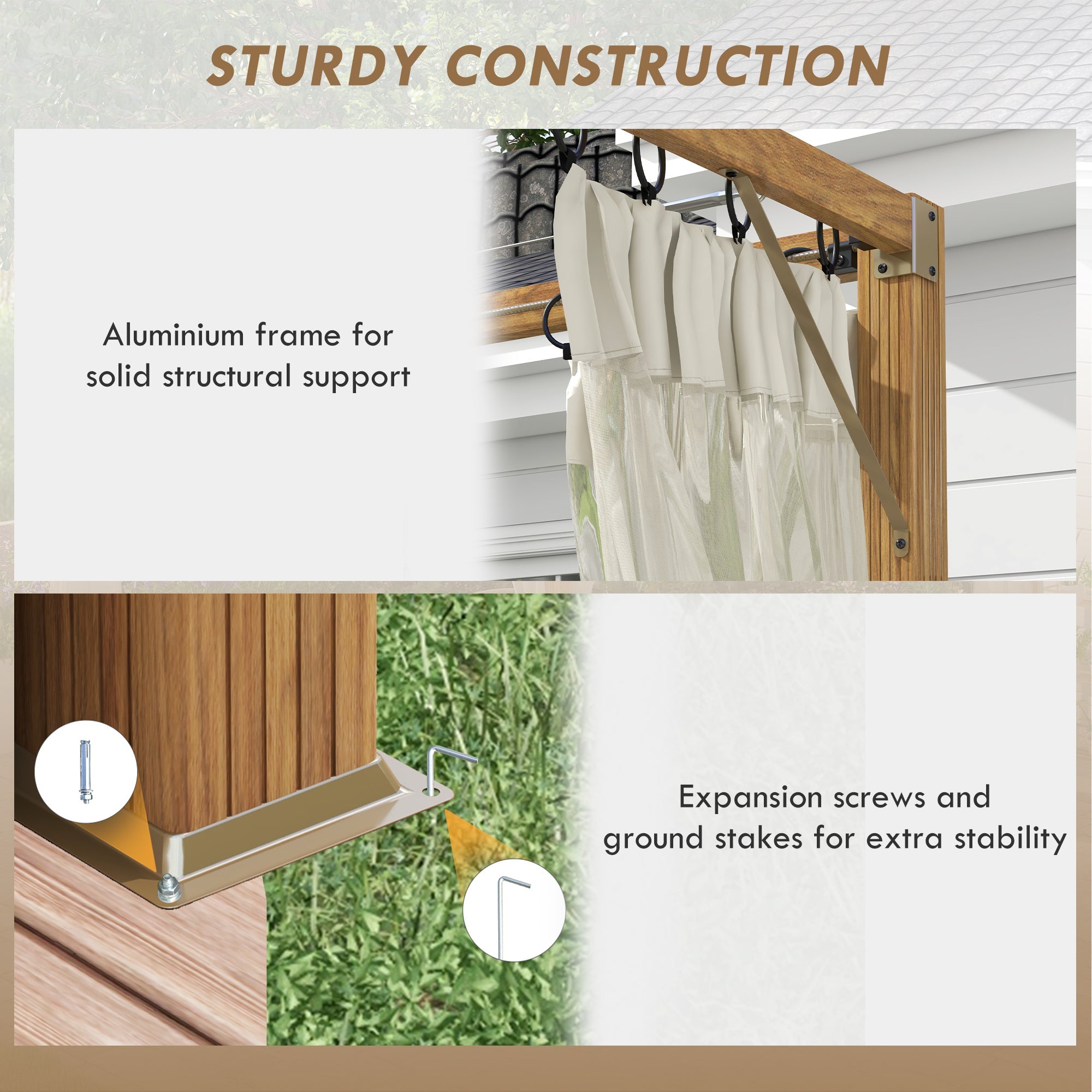 Outsunny 10x10 ft Garden Gazebo Shelter with Retractable Pergola, Nettings for Grill & Patio Deck, Natural - Create a Cozy Retreat 