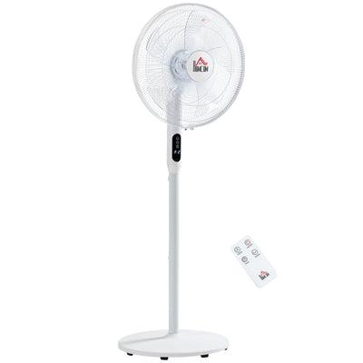 HOMCOM Oscillating Standup Fan with Remote LED Display Cooling Device for Home Office White 