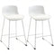 Modern Bar Stools Set of 2, PU Leather Barstools, Counter Height Kitchen Chairs for Breakfast Bars, Dining Room, White