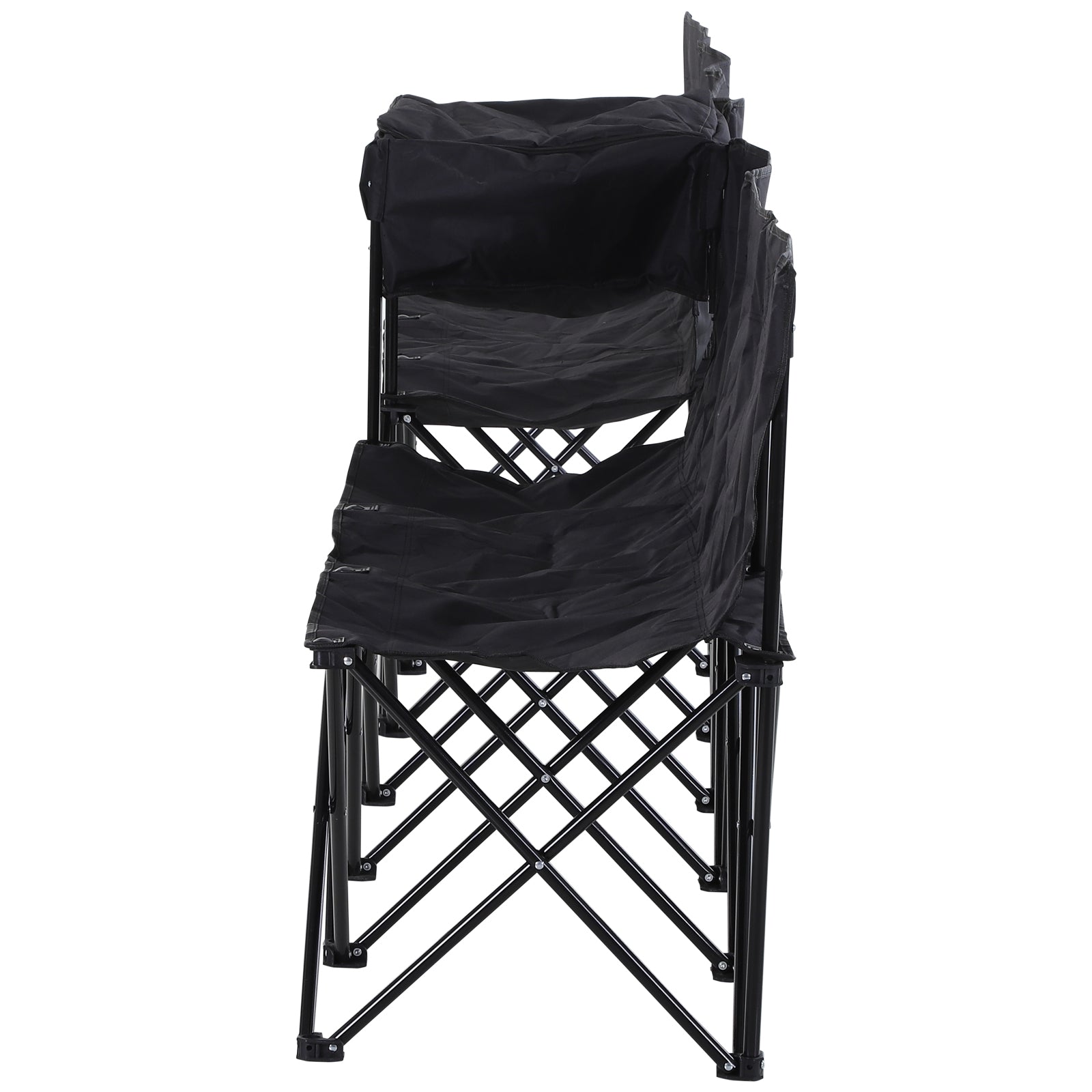 Outsunny 6 Seat Sport Bench Camp Seat Crowd Folding Portable Cooler Bag w/ Carrying Case Black 