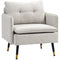 HOMCOM Accent Chair Modern Upholstered Tufted Back Steel Legs Living Room Bedroom Cream White