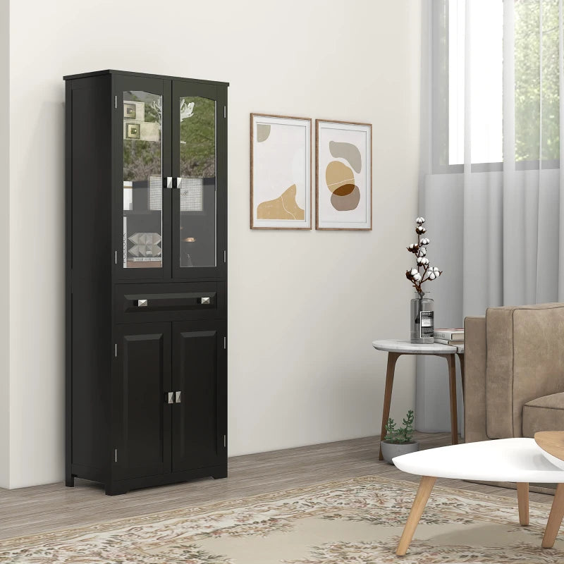 63" 4-Door Kitchen Pantry Cabinet, Freestanding Storage Cabinet Cupboard with Adjustable Shelves, Black