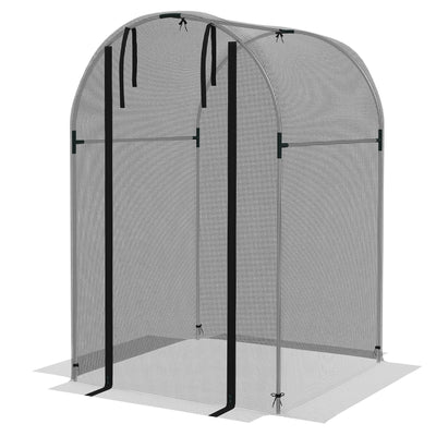 Outsunny Galvanized Steel Crop Cage, Plant Protection Tent with Zippered Door, 4' x 4', Black 