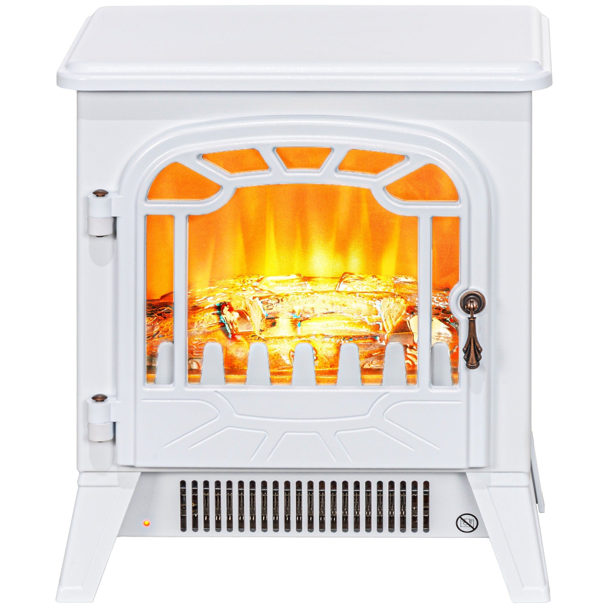 HOMCOM Freestanding Electric Fireplace Stove Heater with Overheat Protection and Realistic Flame Effect, 750W/1500W, White 