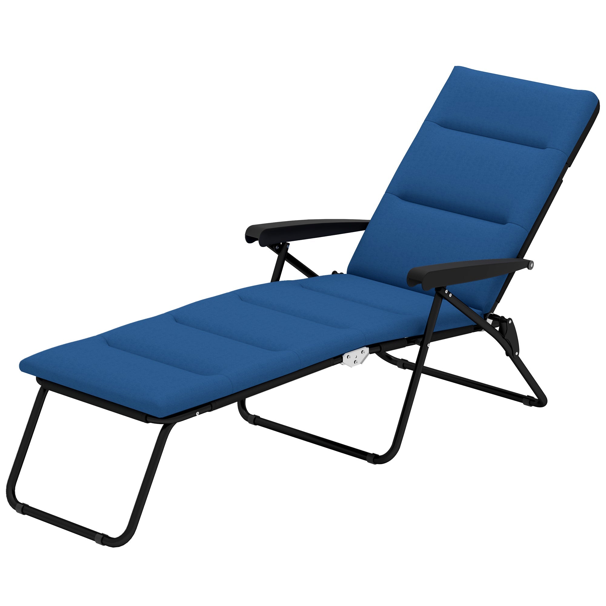 Outsunny Foldable Lounge Chair, Reclining Patio Sun Lounger with 6-Position Adjustable Back, Blue 