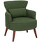 Modern Accent Chair, Upholstered Armchair with Solid Wood Legs and Lumbar Pillow for Living Room, Green