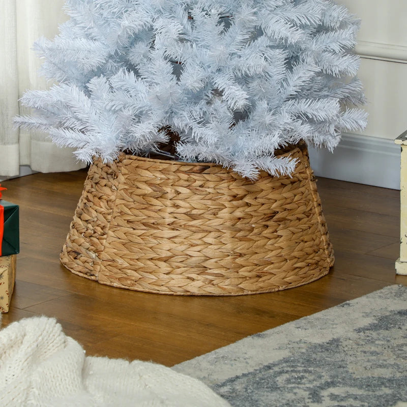 HOMCOM 24" Hyacinth Christmas Tree Base Cover – Hand-Woven Natural Tree Collar for Holiday Home Decor 