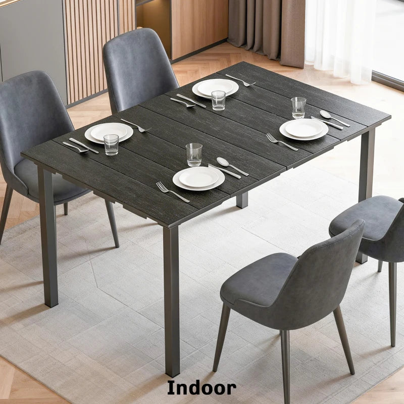 Outdoor Dining Table for 4 People, Rectangular Patio Table with HDPE Top and Metal Frame, for Garden, Backyard, Deck
