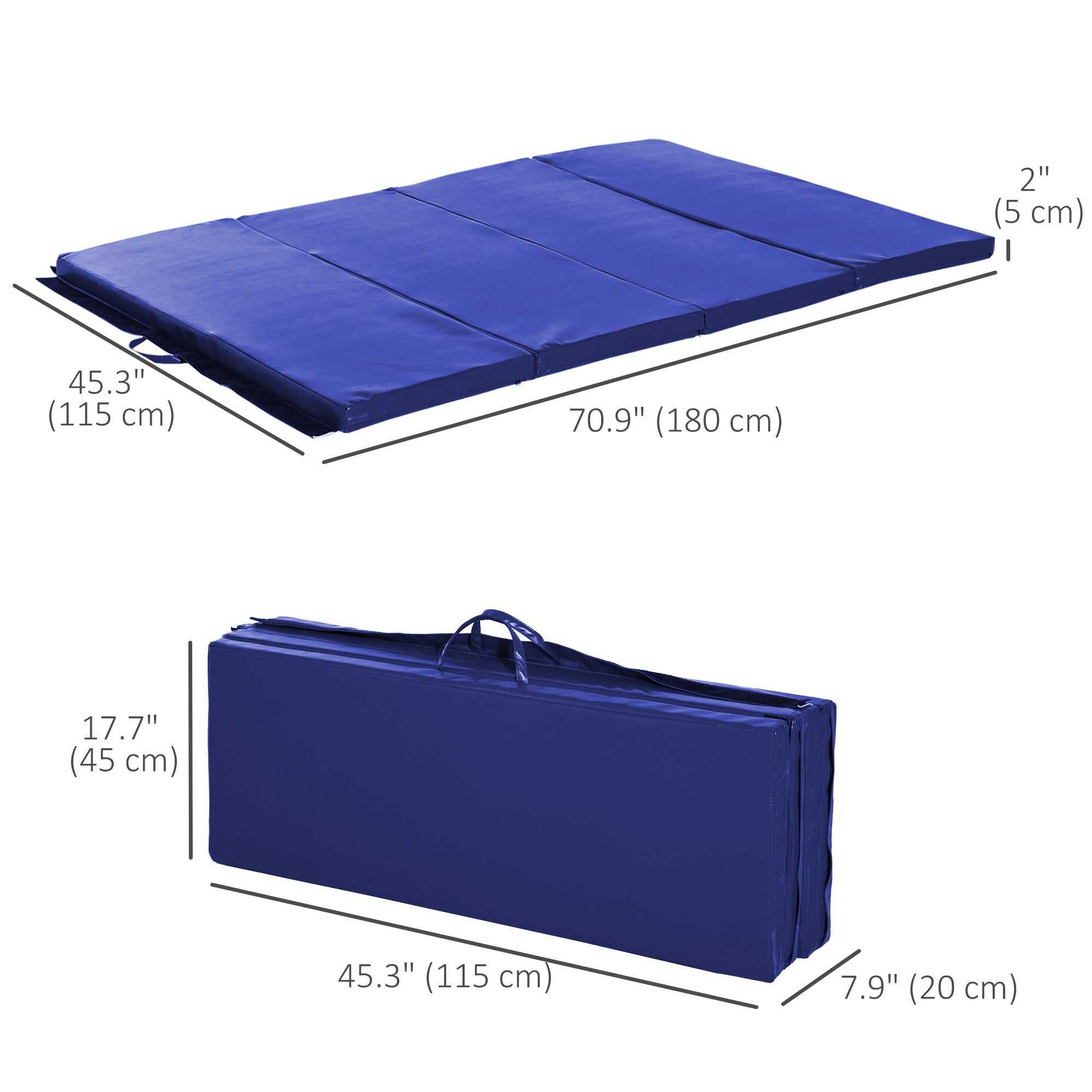Soozier Portable Folding Gymnastics Mat 4'x6' Exercise Yoga MMA Martial Arts Stretching Mat with Handles Blue 