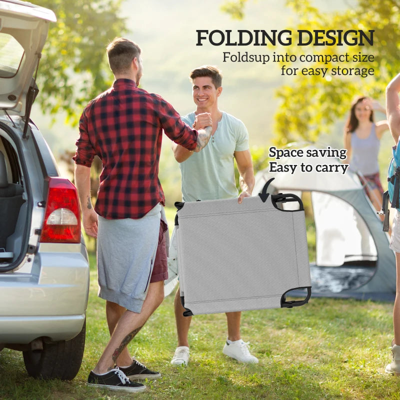 Folding Lounge Chair with Adjustable Canopy, 4-Position Outdoor Tanning Chair with Headrest, Light Grey
