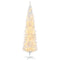 HOMCOM 7ft Pencil Christmas Tree, Slim Artificial Christmas Tree with Realistic Branches and Warm White LED Lights, White