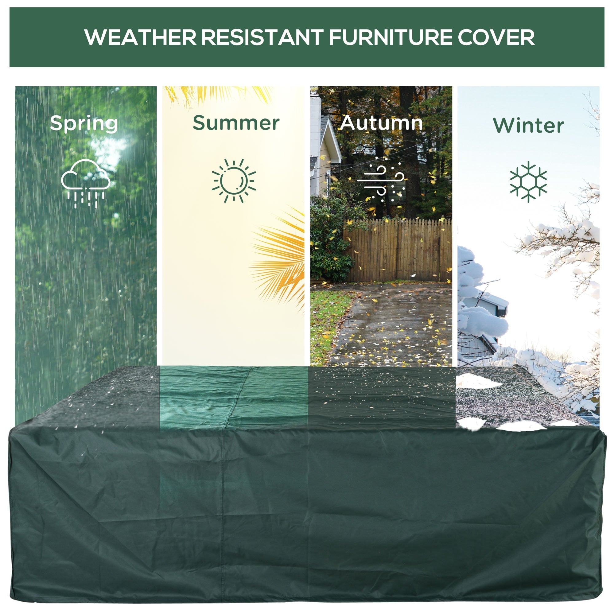 Outsunny Large Patio Garden Furniture Set Cover 600D Oxford Square Waterproof, 90.6" L x 90.6" W x 27.6" H, Green 