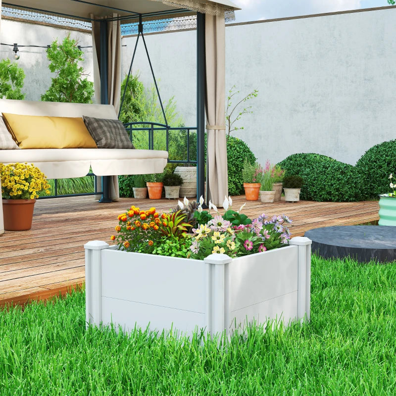 Vinyl Raised Garden Bed Kit, 2 x 2 x 1ft Modular Elevated Garden Box with Slotting Legs and Open Bottom, White