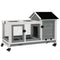 Rabbit Cage with Wheels, Ramp, Run, Tray for Indoor Outdoor, Suitable for Rabbit, Guinea Pig, Grey