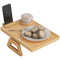 Couch Arm Tray, Clip-On Side Table with 360° Rotating Phone Holder and Removable Cup Holder, Natural