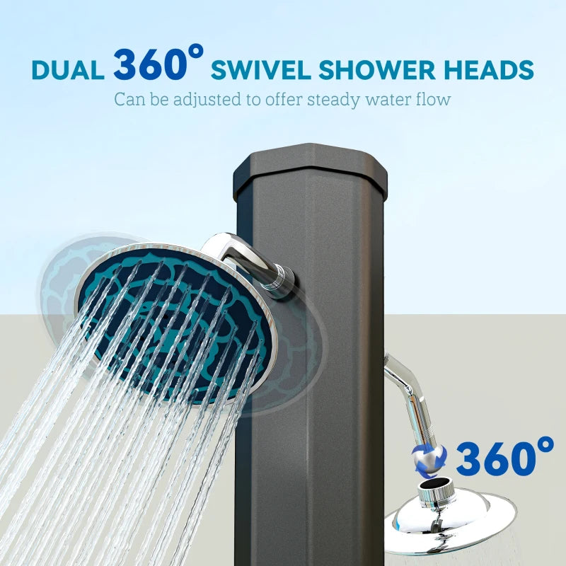 9.2 Gallon Slolar Heated Outdoor Shower, 7.1ft with 2 Free-Rotating Shower Heads & Foot Showers for Poolside Beach Spa