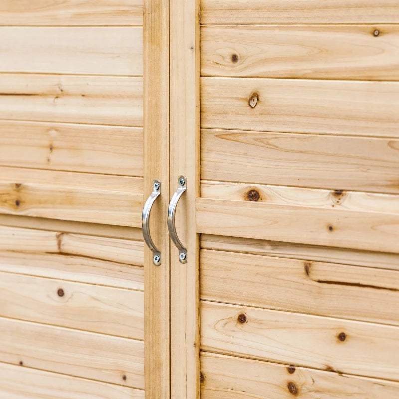 Wood Garden Shed, Compact Outdoor Storage Cabinet Potting Shed with Inner Shelf and Double Doors for Backyard, Natural