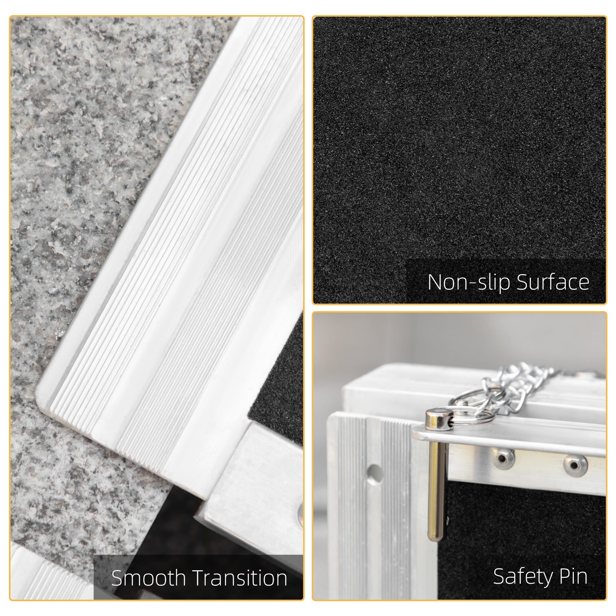 HOMCOM 8ft Portable Mobility Ramp: Aluminum Wheelchair/Scooter Access Ramp, Non-Skid Surface, Foldable Design for Assistance 