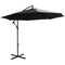 9.7ft Offset Patio UmbrellaCantilever Parasol with Crank Handle, 8 Ribs and Cross Base for Outdoor, Sun Shade, Black