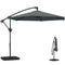 9.7 ft Offset Patio Umbrella with Water/Sand Fillable Weights, Garden Hanging Parasol with Locking Latch, Dark Grey