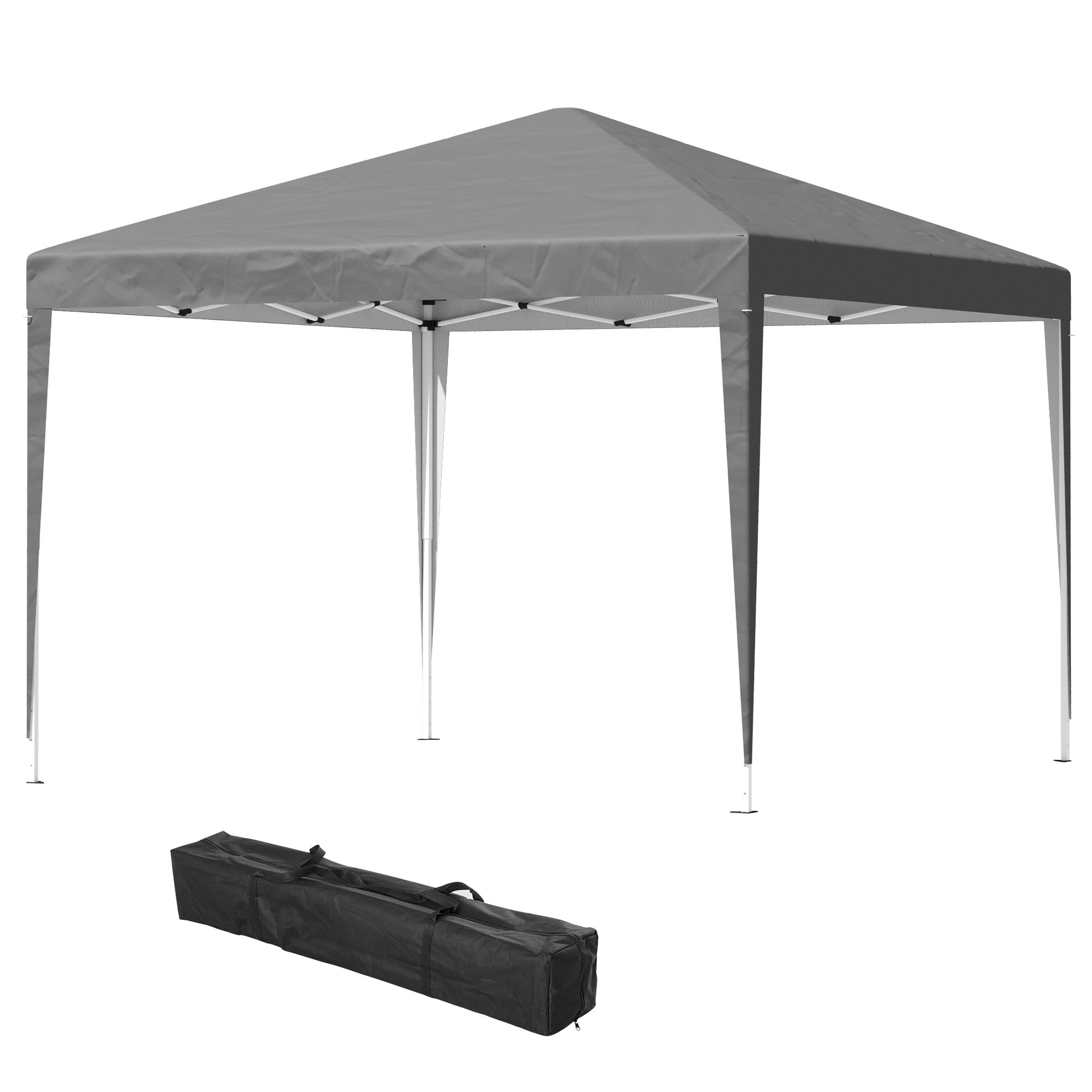 Outsunny 10 x 10ft Folding Pop Up Tent Outdoor Gazebo Canopy with Carrying Bag, Grey 