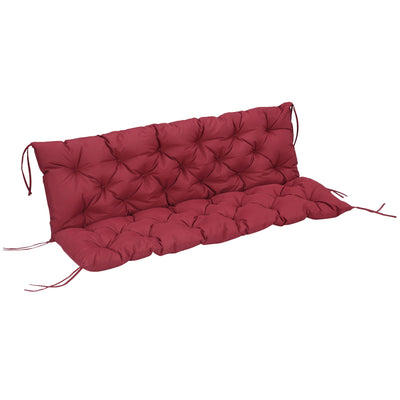 Outsunny 3 Seater Outdoor Seat Pads Bench Swing Chair Replacement Cushions Backrest for Patio Garden, Wine Red 