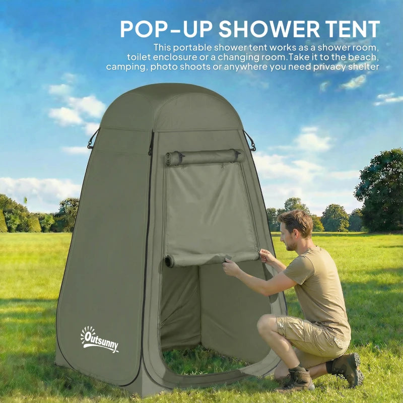 Pop Up Shower Tent, Portable Privacy Room for Outdoor Changing, Dressing, Fishing Storage with Carrying Bag, Green