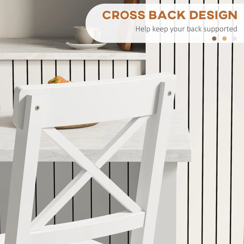 Counter Height Stools Set of 2, Farmhouse Bar Stools with Backs, Solid Wood Counter Stools for Kitchen Island White