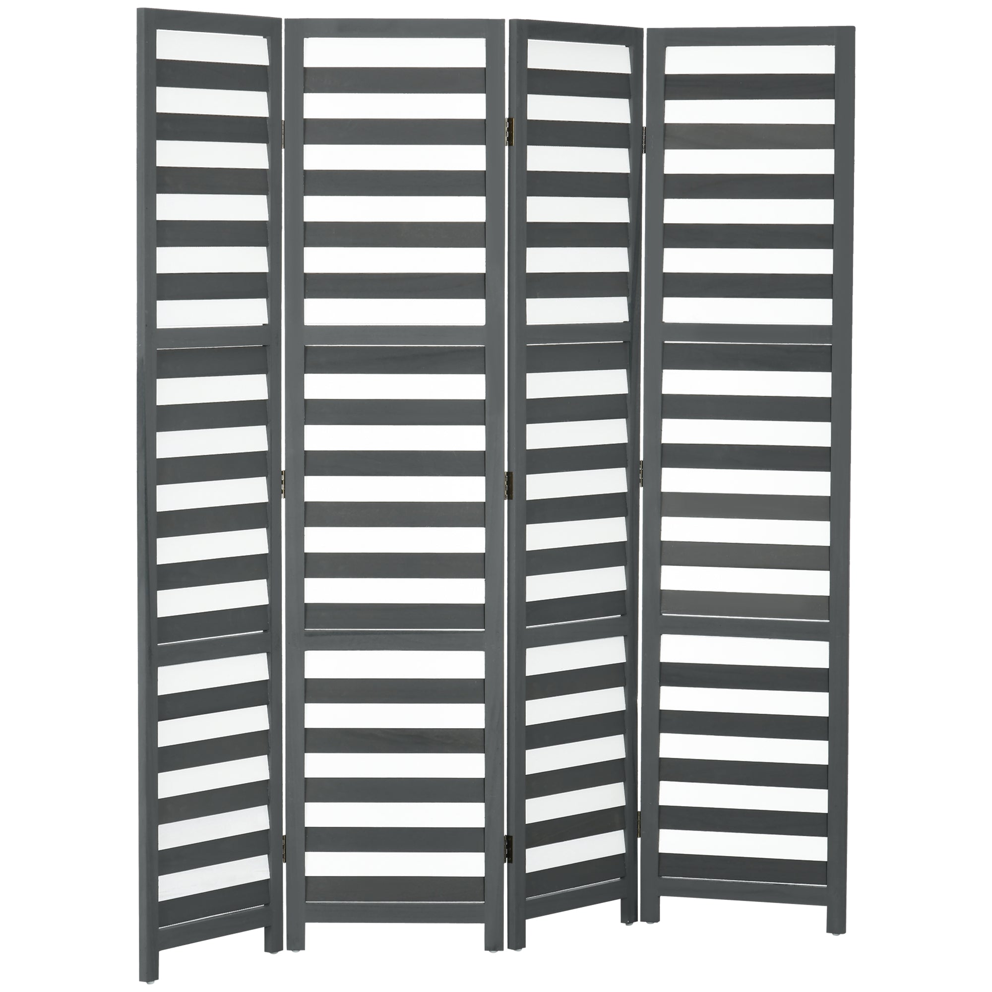 HOMCOM Privacy Panache: 5 Ft Tall 4-Panel Louvred Folding Room Divider for Bedroom, Indoor Space Partition 