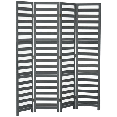 HOMCOM Privacy Panache: 5 Ft Tall 4-Panel Louvred Folding Room Divider for Bedroom, Indoor Space Partition 