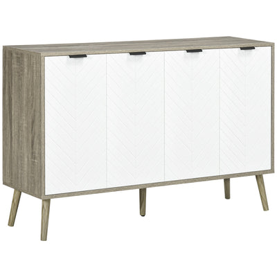 HOMCOM Greyish Brown Storage Cabinet: Sideboard Bar Cabinet, Accent Cupboard with Adjustable Shelves for Kitchen, Dining Room 