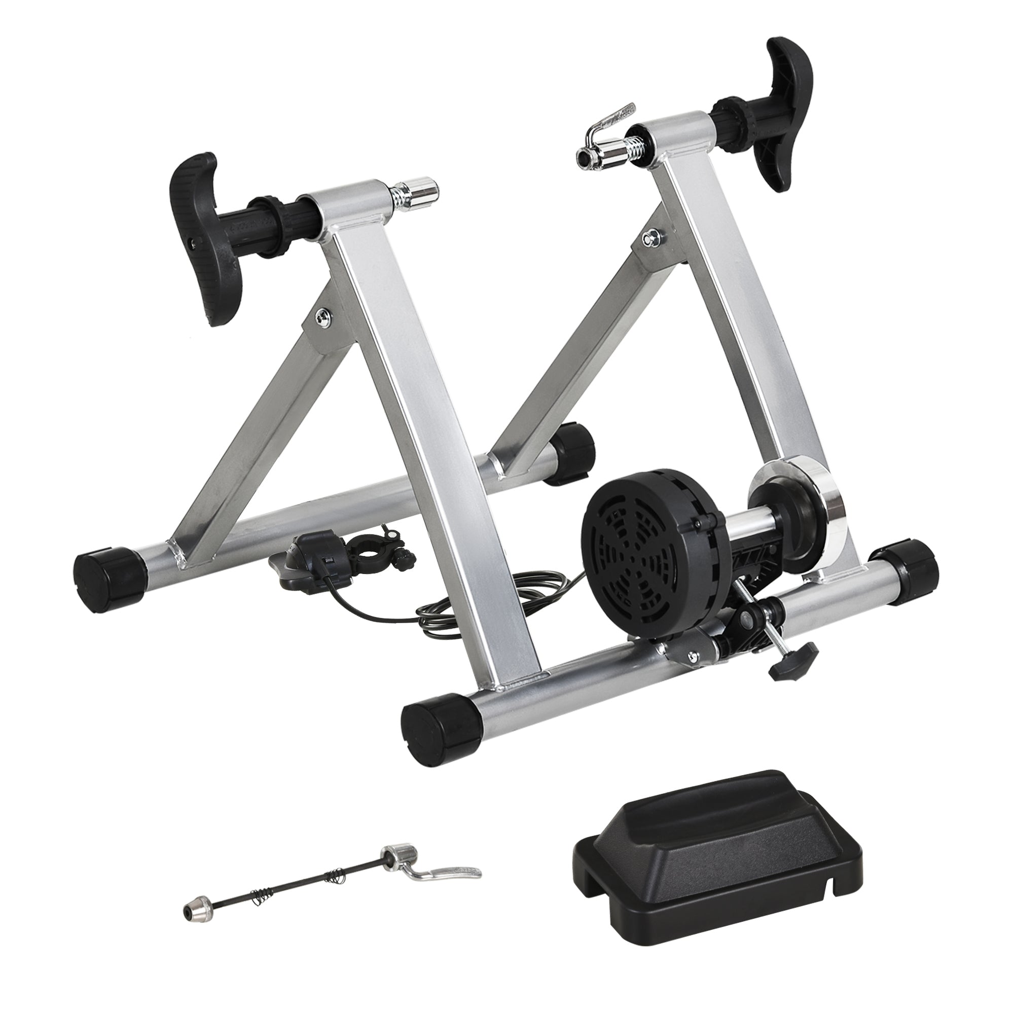 Soozier Indoor Magnetic Bike Trainer Stand with 5-Level Adjustable Resistance, Silver - Enhance Your Home Workout Experience 