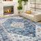 8x10 Area Rug, Vintage Machine Washable Rug, Non-Slip Floor Carpet for Living Room, Bedroom, Dining Room, Blue