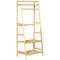 HOMCOM Freestanding Bamboo Garment Rack with 3 Tier Storage Shelves Hooks Hanging Rail for Clothes Natural