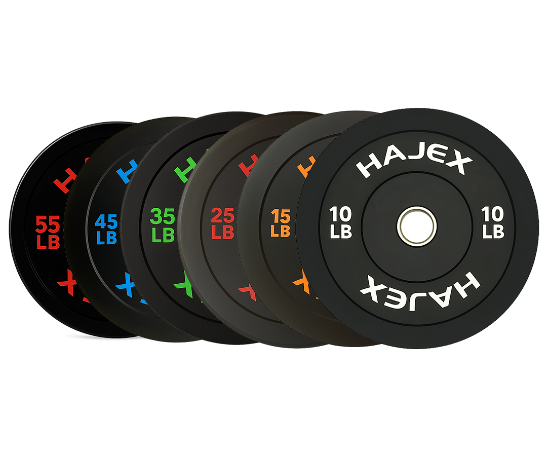 HAJEX Olympic Bumper Weight Plates - 10, 15, 25, 35, 45, 55 LB 