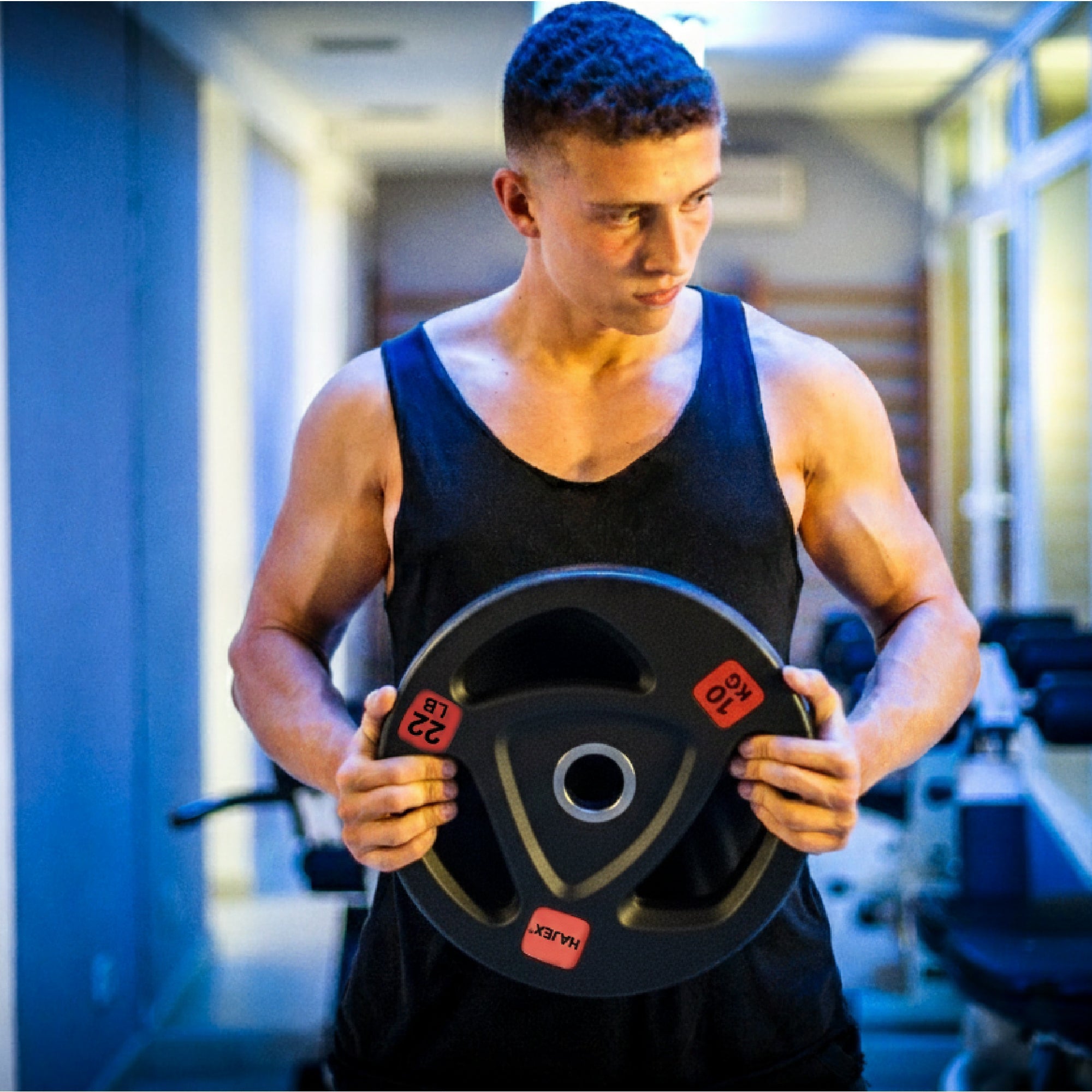 HAJEX Rubber Olympic Bumper Grip Weight Plates & Sets in LBs & KGs 
